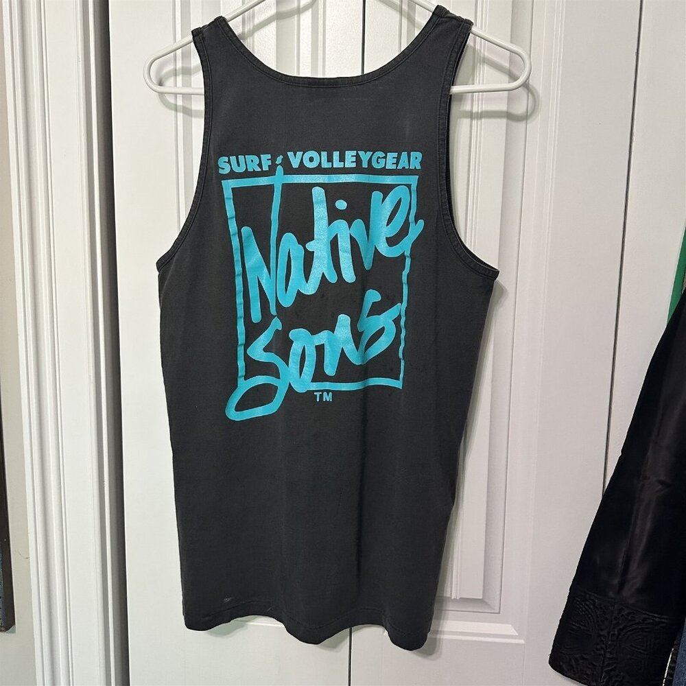 Vintage Oneita Tank Muscle Shirt Mens Large Black Native Sons Surf Beach USA - Picture 4 of 5